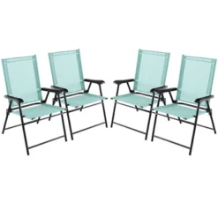 Tangkula Set Of 4 Patio Folding Chairs Outdoor Portable Pack Lawn Chairs W/ Armrests -Camping Equipment Series GUEST 00340624 2f4f 4fed 8f12 644794dbb4e9