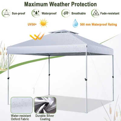 Costway 2-Tier 10' X 10' Pop-up Canopy Tent Instant Gazebo Adjustable Carry Bag With Wheel 4 Costway 2-Tier 10' X 10' Pop-up Canopy Tent Instant Gazebo Adjustable Carry Bag With Wheel - Image 4