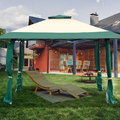 Costway 13'x13' Gazebo Canopy Shelter Awning Tent Patio Garden Green 2 Costway 13'x13' Gazebo Canopy Shelter Awning Tent Patio Garden Green - Image 2