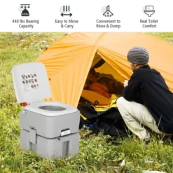 Costway 5.3 Gallon Portable Travel Toilet Outdoor Camping Toilet W/ Piston Pump Flush -Camping Equipment Series GUEST 01d9a46a 60c8 4192 bbf2 633350276a11