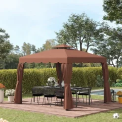 Outsunny Gazebo Replacement Canopy, Double Roof Gazebo Top Cover