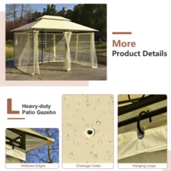 Costway 2-Tier 10'x13' Steel Gazebo Canopy Tent Shelter Patio Garden Outdoor Netting -Camping Equipment Series GUEST 0275de4e c8d4 4918 9a03 a66f5d707136