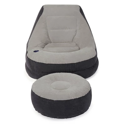 Intex 68564E Inflatable Ultra Lounge Chair With Cup Holder And Ottoman Set, Gray 1 Intex 68564E Inflatable Ultra Lounge Chair With Cup Holder And Ottoman Set, Gray