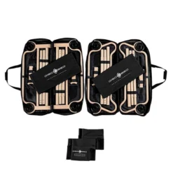 Disc-O-Bed Large Camo-O-Bunk 2 Person Bench Bunked Double Bunk Bed Cots With 2 Side Organizers And Carry Bags For Outdoor Camping Trips, Black