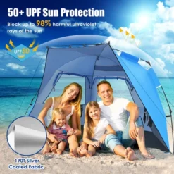 Costway 3-4 Person Easy Pop Up Beach Tent UPF 50Plus Portable Sun Shelter Orange/Blue -Camping Equipment Series GUEST 05efcb05 fd42 439d bd34 1f6c3f55d7f7