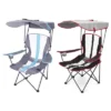 Kelsyus Premium Portable Camping Folding Outdoor Lawn Chair W/ 50+ UPF Canopy, Cup Holder, & Carry Strap, For Sports, Beach, Lake, Blue/Black (2 Pack)