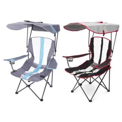 Kelsyus Premium Portable Camping Folding Outdoor Lawn Chair W/ 50+ UPF Canopy, Cup Holder, & Carry Strap, For Sports, Beach, Lake, Blue/Black (2 Pack) 1 Kelsyus Premium Portable Camping Folding Outdoor Lawn Chair W/ 50+ UPF Canopy, Cup Holder, & Carry Strap, For Sports, Beach, Lake, Blue/Black (2 Pack)