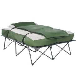 Outsunny 2-Person Folding Camping Cot Portable Outdoor Bed Set With Sleeping Bag, Inflatable Air Mattress, Comfort Pillows And Carry Bag For Outdoor -Camping Equipment Series GUEST 09dddd9d 9967 400a 822f 374daeeb06d3
