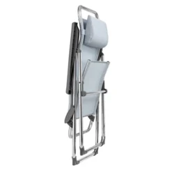 Lafuma Alu Cham XL Folding, Adjustable 5-Position Reclining Outdoor Mesh Sling Chair For Camping, Beach, Backyard, And Patio, Ciel