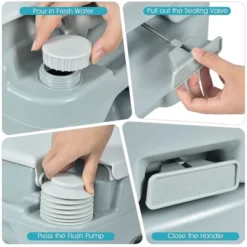 Costway 5.3 Gallon 20L Outdoor Portable Toilet W/ Level Indicator For RV Travel Camping -Camping Equipment Series GUEST 0a40b149 9876 4242 9d46 5f2a17e54c12