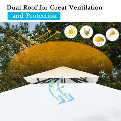 Tangkula 2 Tier 10'x10'Patio Steel Gazebo Outdoor Canopy Tent Steel Frame Shelter Awning W/Side Walls For Patio Yard Garden 6 Tangkula 2 Tier 10'x10'Patio Steel Gazebo Outdoor Canopy Tent Steel Frame Shelter Awning W/Side Walls For Patio Yard Garden - Image 6