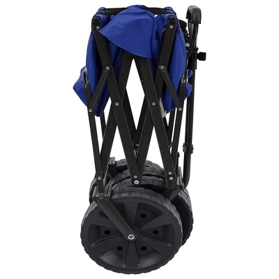 Mac Sports Heavy Duty Steel Frame Collapsible Folding 150lbs. Capacity Outdoor Beach Garden Utility Wagon Cart With All Terrain Wheels - Blue/Black 5 Mac Sports Heavy Duty Steel Frame Collapsible Folding 150lbs. Capacity Outdoor Beach Garden Utility Wagon Cart With All Terrain Wheels - Blue/Black - Image 5