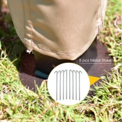 Costway Outdoor 2-Tier 10'x10' Gazebo Canopy Shelter Awning Tent Patio Garden Screw-free Structure Brown -Camping Equipment Series GUEST 0ba420b8 eb67 418e b5aa 6dd0128be13c