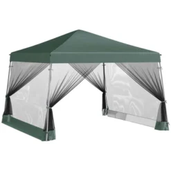 Outsunny 12' X 12' Pop Up Canopy, Foldable Canopy Tent With Carrying Bag, Mesh Sidewalls And 3-Level Adjustable Height For Outdoor, Garden, Patio, Party -Camping Equipment Series GUEST 0c1bf56e 462b 4e44 a740 42394f537da4