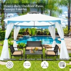 Tangkula 2 Tier 10'x10'Patio Steel Gazebo Outdoor Canopy Tent Steel Frame Shelter Awning W/Side Walls For Patio Yard Garden 12 Tangkula 2 Tier 10'x10'Patio Steel Gazebo Outdoor Canopy Tent Steel Frame Shelter Awning W/Side Walls For Patio Yard Garden -Camping Equipment Series GUEST 0c3f140b 37fe 4415 aa8f 86a10f60cf80