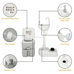 Costway Outdoor Wash Sink And Potable Toilet Set 4.5 Gallon Sink & 5.3 Gallon Toilet -Camping Equipment Series GUEST 0c6c9ac8 17a0 484f 9e44 84ea611fa492