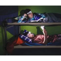 Disc-O-Bed Large Camo-O-Bunk 2 Person Bench Bunked Double Bunk Bed Cots With 2 Side Organizers And 2 Storage Carry Bags For Outdoor Camping Trips, Tan -Camping Equipment Series GUEST 0d0dfaa2 e015 4522 b8cb 4b3c40f76f71