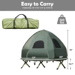 Tangkula 1-Person Folding Camping Tent Cot Portable Pop-Up Tent W/Sleeping Bag & Air Mattress For Outdoor