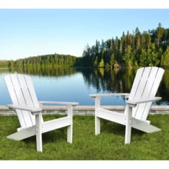 Lakeside Faux Wood Adirondack Outdoor Portable Chair White - Merry Products -Camping Equipment Series GUEST 11050402 68d0 4112 bd94 86f9f1460d97