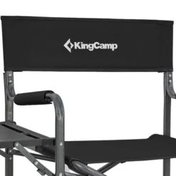 KingCamp Padded Outdoor Folding Director Chair With Side Table, Integrated Cupholder, And Pockets For Camping, Sporting Events, And Picnics, Black