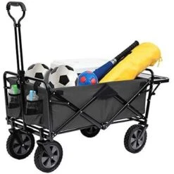 Mac Sports Heavy Duty Steel Frame Collapsible Folding 150 Pound Capacity Outdoor Garden Utility Wagon Yard Cart With Table And Cup Holders, Grey -Camping Equipment Series GUEST 12c8e163 a9b3 41ab 9711 548cb6bc8250