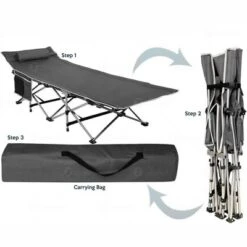 Zone Tech Folding Outdoor Travel Cot - 2 Pack Grey Portable Heavy Duty Adult And Kids Travel Cot With Large Pocket-Perfect For Hiking, Camping -Camping Equipment Series GUEST 13152dfd bec9 43bd 90a9 cb75d79a2a8f