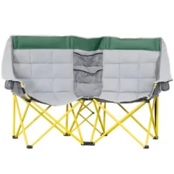 Outsunny Double Seat Camping Chair Folding Lawn Loveseat W/ Storage Pocket & Cup Holder, Bag For Outdoor, Beach, Picnic, Hiking, Travel -Camping Equipment Series GUEST 13b5b651 4658 4749 a084 803870e42602