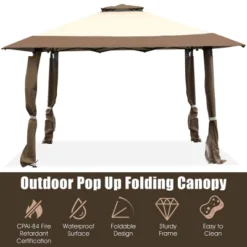 Costway 13'x13' Gazebo Canopy Shelter Awning Tent Patio Garden Outdoor Companion -Camping Equipment Series GUEST 1499dda6 74e2 407d 98c9 09c2608a01af