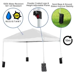 Emma And Oliver 10'x10' Weather Resistant, UV Coated Pop Up Canopy Tent With Sandbags And Wheeled Case -Camping Equipment Series GUEST 15e18ee9 4e1d 4c0f acdd ee3a3531e530