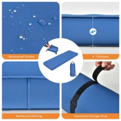 Costway Folding Sleeping Pad, Self Inflating Camping Mattress With Carrying Bag GreenBlue -Camping Equipment Series GUEST 16acda84 bfa8 4f18 9b4f b618f900801a