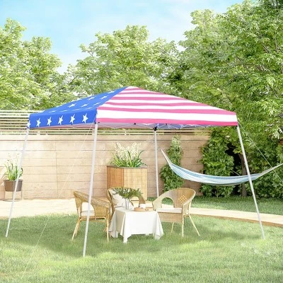 Outsunny 10' X 10' Pop Up Canopy Event Tent With American Flag Roof, Slanted Legs, Easy Height Adjustable For Wedding Party For Patio Backyard Garden 2 Outsunny 10' X 10' Pop Up Canopy Event Tent With American Flag Roof, Slanted Legs, Easy Height Adjustable For Wedding Party For Patio Backyard Garden - Image 2