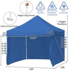 Tangkula 10x10ft Pop Up Tent, 4 Height Adjustment Folding Camping Tent With Awning -Camping Equipment Series GUEST 18a693f0 e001 4179 96a7 6701cde34a86