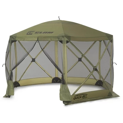 CLAM Quick-Set Escape 12 X 12 Foot Portable Pop-Up Camping Outdoor Gazebo Screen Tent Canopy Shelter And Carry Bag With Wind And Sun Panels Sets, Green 1 CLAM Quick-Set Escape 12 X 12 Foot Portable Pop-Up Camping Outdoor Gazebo Screen Tent Canopy Shelter And Carry Bag With Wind And Sun Panels Sets, Green