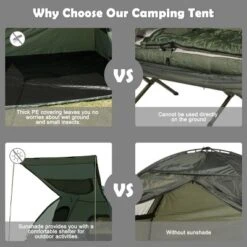Tangkula 1-Person Folding Camping Tent Cot Portable Pop-Up Tent W/Sleeping Bag & Air Mattress For Outdoor -Camping Equipment Series GUEST 19845671 a64d 4bad 8c9a 9b16ab8b103d