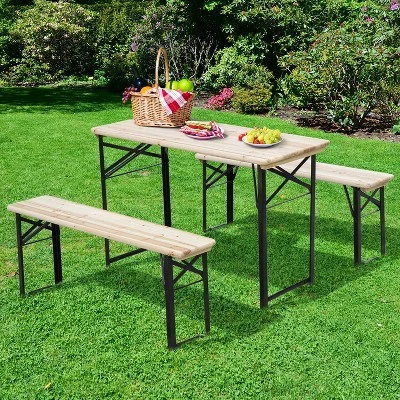 Outsunny 6' Portable Picnic Table And Bench Set, Outdoor Wooden Folding Camping Dining Table Set For Patio Garden Outdoor Activities 1 Outsunny 6' Portable Picnic Table And Bench Set, Outdoor Wooden Folding Camping Dining Table Set For Patio Garden Outdoor Activities