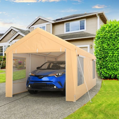 Costway 10x20 Ft Heavy-Duty Steel Carport Car Canopy Shelter Sidewalls Tent Garage 2 Costway 10x20 Ft Heavy-Duty Steel Carport Car Canopy Shelter Sidewalls Tent Garage - Image 2