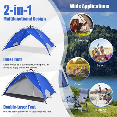 Costway 4 Person Instant Pop-up Camping Tent 2-in-1 Double-Layer Waterproof Tent 8 Costway 4 Person Instant Pop-up Camping Tent 2-in-1 Double-Layer Waterproof Tent - Image 8