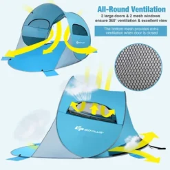 Costway Pop Up Beach Tent Anti-UV UPF 50 Plus Portable Sun Shelter For 3-4 Person -Camping Equipment Series GUEST 1d5f641d 8218 48a5 bd5e 489d71023167