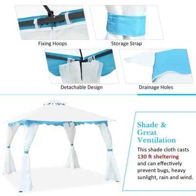 Tangkula 2 Tier 10'x10'Patio Steel Gazebo Outdoor Canopy Tent Steel Frame Shelter Awning W/Side Walls For Patio Yard Garden 8 Tangkula 2 Tier 10'x10'Patio Steel Gazebo Outdoor Canopy Tent Steel Frame Shelter Awning W/Side Walls For Patio Yard Garden - Image 8
