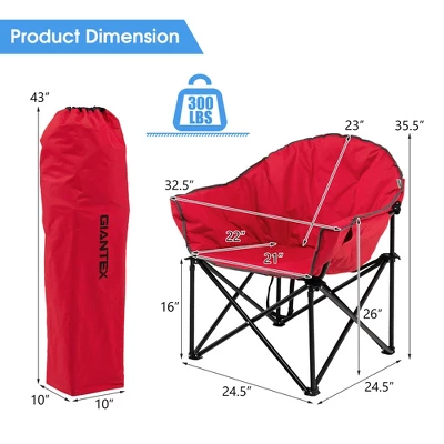 2 PCS Oversized Folding Padded Camping Moon Saucer Chair Bag Outdoor Fishing RedNavy BrownGrey 2 2 PCS Oversized Folding Padded Camping Moon Saucer Chair Bag Outdoor Fishing RedNavy BrownGrey - Image 2