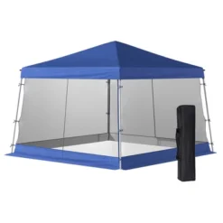Outsunny 12' X 12' Pop Up Canopy, Foldable Canopy Tent With Carrying Bag, Mesh Sidewalls And 3-Level Adjustable Height For Outdoor, Garden, Patio, Party -Camping Equipment Series GUEST 2050aabf 2299 4fad 9f32 d6110f68a72c