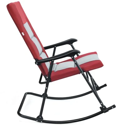 Tangkula Foldable Rocking Chair Enlarged Rocker Chair With Cotton Clip Red 3 Tangkula Foldable Rocking Chair Enlarged Rocker Chair With Cotton Clip Red - Image 3