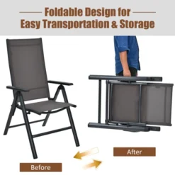 Tangkula 2 Pack Folding Dining Chairs Adjustable Reclining Back Chairs Suitable For Outdoor & Indoor Gray -Camping Equipment Series GUEST 20e422d1 c528 476e b3e9 9ddb5f15cf39