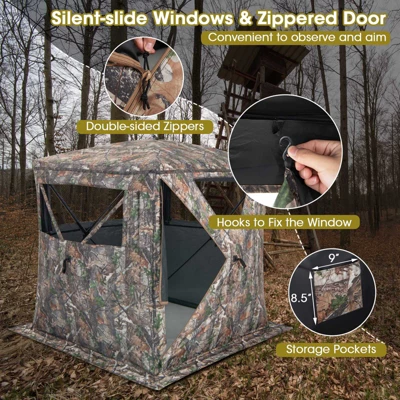 Costway Hunting Blind Portable Pop Up Ground Tent 2-3 Person With Carry Bag Storage Pocket 9 Costway Hunting Blind Portable Pop Up Ground Tent 2-3 Person With Carry Bag Storage Pocket - Image 9