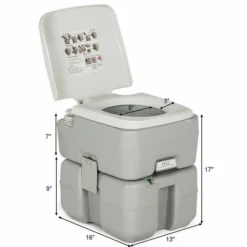 Costway 5.3 Gallon Portable Travel Toilet Outdoor Camping Toilet W/ Piston Pump Flush -Camping Equipment Series GUEST 23642419 9595 43bf 9634 43d4eebe0e1e