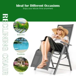 Costway 2PCS Patio Outdoor Folding Reclining Lounge Chair W/ Adjustable Backrest -Camping Equipment Series GUEST 23ebaf13 57f1 4b1f b26c 1cfcad87744b