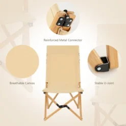 Tangkula 1PC/2PCS Folding Camping Chair Bamboo Wood Beach Chair With Breathable Canvas 2-Level Adjustable Backrest Portable Folding Chair With Carrying Bag -Camping Equipment Series GUEST 24b3c74b e0e6 4b65 941f 3609567f1717