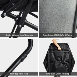 Costway Folding Saucer Padded Chair Soft Wide Seat W/ Metal Frame Lounge Furniture -Camping Equipment Series GUEST 24f6328f c86f 477e 850e be1f8da7d9a8