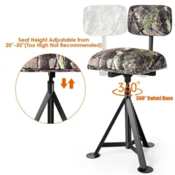 Costway Swivel Hunting Chair Tripod Blind Stool W/ Detachable Backrest Outdoor Camping -Camping Equipment Series GUEST 257e5290 4a4e 4755 8b42 ddf042c09eaf