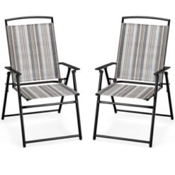 Tangkula Outdoor Folding Chairs Set Of 2/4 Lightweight High Back Chairs W/ Armrests Heavy-Duty Metal Frame -Camping Equipment Series GUEST 263a32d0 843f 408a b3b9 cb369e029818